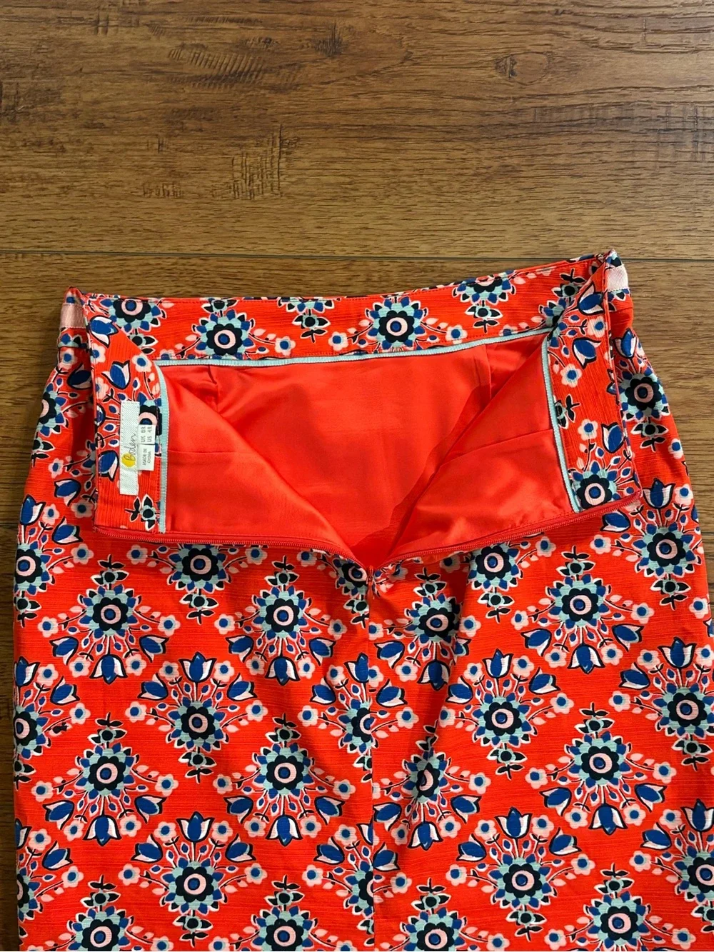 Boden Women’s Size 4 Pencil Skirt Red Blue Pink Floral Print UK 8